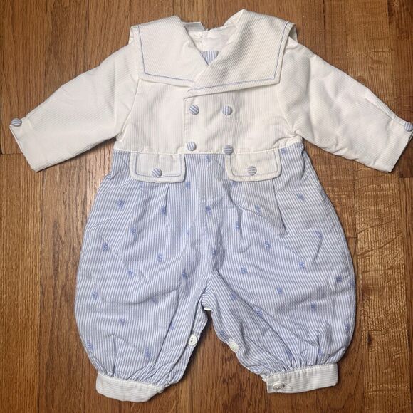 SMAY Creazioni Creations Sailor One Piece 3 Mo. Baby Boy Blue Made In Italy READ - Picture 1 of 7
